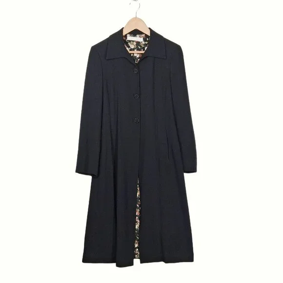 Trelise Cooper Wool Embroidered Tapestry Coat Black Floral Longline NZ 4 US M - Picture 3 of 14